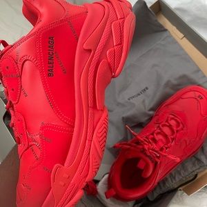 Red Balenciaga Triple S Sneaker Size 12.5